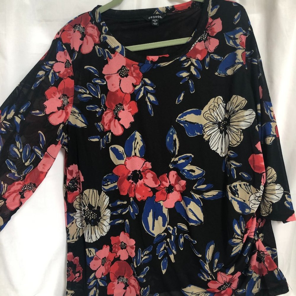 George Black Flowered Top